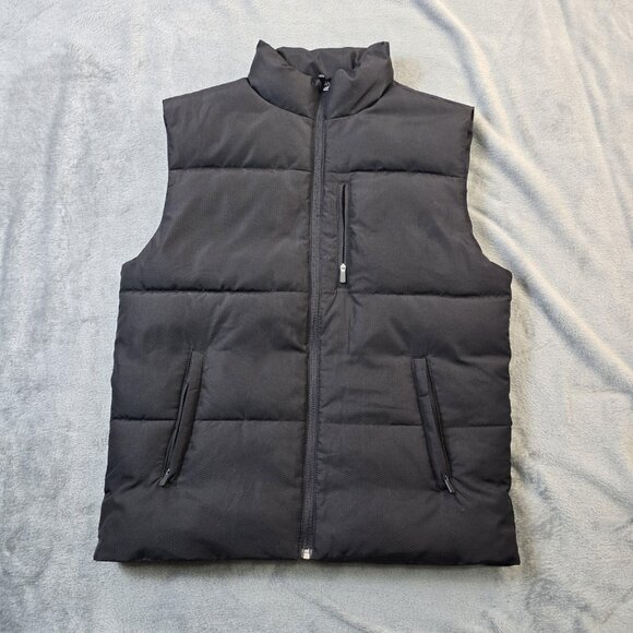 Tek Gear Puffer Vest Mens Small Black Quilted Sleeveless Outdoor Zip Jacket - Picture 2 of 11